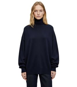 komfortabler Damen Feinstrick-Pullover mit breitem Turtleneck 933142 Dunkelblau