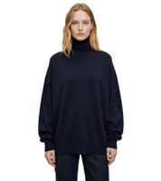 komfortabler Damen Feinstrick-Pullover mit breitem Turtleneck 933142 Dunkelblau