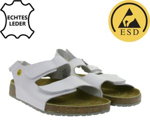 Sandali da lavoro da uomo HSM antiscivolo, scarpe ESD in vera pelle, classe di protezione SRA, pantofole, scarpe professionali, usate, grado B, scarpe mediche, bianche