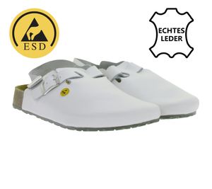 Ciabatte da lavoro da uomo HSM antiscivolo, compatibili con ESD, in vera pelle con classe di protezione SRA, sandali, scarpe professionali, usate di fabbrica, grado B, scarpe mediche, bianche