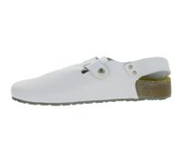 Slip-resistant HSM men's work mules, ESD-compatible, genuine leather shoes with SRA protection class, sandals, occupational shoes, factory second-hand, B-grade, medical shoes, white
