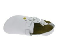 Slip-resistant HSM men's work mules, ESD-compatible, genuine leather shoes with SRA protection class, sandals, occupational shoes, factory second-hand, B-grade, medical shoes, white