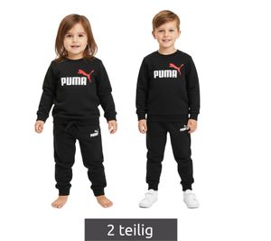 Ensemble de jogging PUMA confortable pour enfants (garçons et filles), 2 pièces : pantalon de jogging en molleton, pull col rond, en coton, réf. 627915 01 Noir