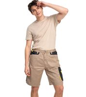 PUREWORK Men's Work Shorts with 6 Pockets – Cargo Bermudas – Sustainable Work Trousers / Gardening Shorts – Green/Black/Yellow or Beige/Black/Yellow