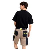 PUREWORK Men's Work Shorts with 6 Pockets – Cargo Bermudas – Sustainable Work Trousers / Gardening Shorts – Green/Black/Yellow or Beige/Black/Yellow
