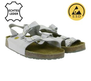 Slip-resistant HSM men's and women's work sandals, ESD-compatible, genuine leather shoes with SRC protection class, clogs, professional shoes, factory second-hand, B-grade, medical shoes, white