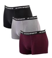 Lot de 3 boxers Le Coq Sportif Basic pour homme, sous-vêtements en coton K46932CO Gris/Bordeaux/Noir