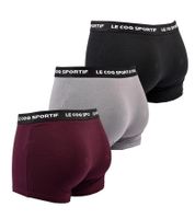Lot de 3 boxers Le Coq Sportif Basic pour homme, sous-vêtements en coton K46932CO Gris/Bordeaux/Noir