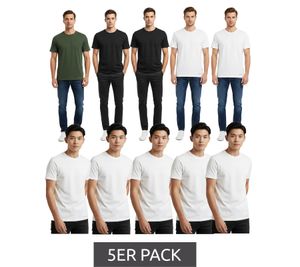 Hochwertiges 5er Pack SCOTCH & SODA Crew Neck Herren T-Shirt Basic-Shirt Unterziehshirt Baumwoll-Shirt SSFA25M2312806 in Weiß oder Schwarz/Weiß/Grün