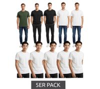 High-quality 5-pack SCOTCH & SODA Crew Neck Men's T-Shirt Basic Shirt Undershirt Cotton Shirt SSFA25M2312806 in White or Black/White/Green