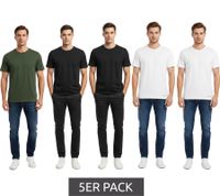 High-quality 5-pack SCOTCH & SODA Crew Neck Men's T-Shirt Basic Shirt Undershirt Cotton Shirt SSFA25M2312806 in White or Black/White/Green