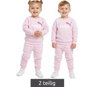Comfortable PUMA Kids' Jogging Suit for Boys and Girls, 2-Piece Set: Sweat Joggers and Crew Neck Sweater, Cotton Set 627915 in Black or Pink