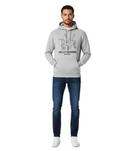 Helly Hansen Manchester Graphic Herren Hoodie Baumwoll-Pullover mit Kapuze 300 g/m² Sweat-Pullover 78380 970 Grau