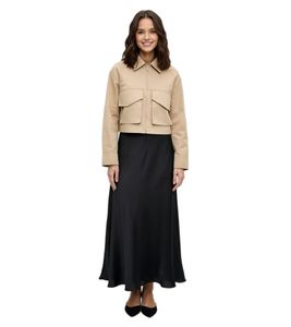 Women's cropped summer jacket with cotton lining, beige, 924633
