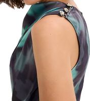 Floral Women's Satin Jumpsuit with Floral Print - Vacation Outfit 904269 Green/Blue