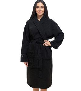PUMA Women's Bathrobe with Two Open Side Pockets 100% Cotton Dressing Gown 660008 03 Black