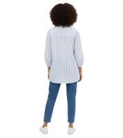 klassische Damen Bluse Popeline-Bluse aus reiner Baumwolle mit Stehkragen Langarm-Shirt 979642 Hellblau