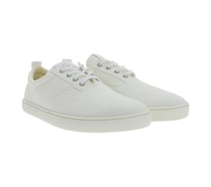 Sustainable GROUNDIES La Paz Barefoot Shoes for Men, Low-Top Sneakers with TrueSense Sole, Canvas Lace-Up Shoes, GND-230264-02, White