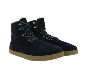 Timeless GROUNDIES Vancouver Barefoot Shoes, Durable Men's Genuine Leather Trekking Boots with TrueSense and Sheep's Wool, GND-220242-07, Navy Blue