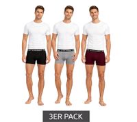 Lot de 3 boxers Le Coq Sportif Basic pour homme, en coton, gris/bordeaux/noir ou rouge/gris clair/bleu