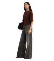 Modernes Damen Oversize T-Shirt aus bequemem Punto-di-Roma Material mit Reißverschluss hinten 966086 Braun