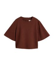 Modernes Damen Oversize T-Shirt aus bequemem Punto-di-Roma Material mit Reißverschluss hinten 966086 Braun
