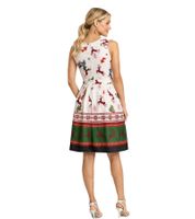Robe de soirée élégante sans manches pour femme, imprimé festif et jupe évasée 967618 noir/rouge