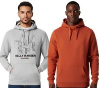 Sweat à capuche Helly Hansen Manchester Graphic pour homme, en coton doux, 300 g/m², réf. 78380, gris ou orange