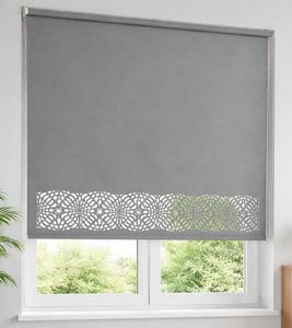 Tenda a rullo moderna per la privacy con taglio laser decorativo, protezione solare, 959887 grigio