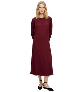 Vestido midi drapeado para mujer, vestido de transición de manga larga, vestido de negocios 957708 rojo