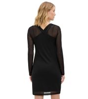 Stylisches Damen Mesh-Kleid enganliegendes Mini-Kleid mit Netz nachhaltiges Langarm-Kleid 921825 Schwarz
