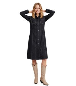 Vestido vaquero atemporal para mujer con cuello Kent, vestido camisero sostenible, vestido vaquero 949047 azul oscuro