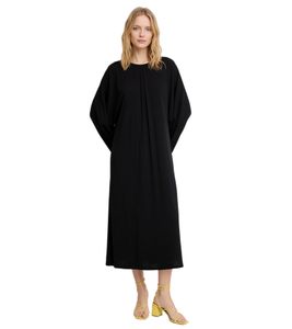 Vestido midi drapeado para mujer, vestido de transición de manga larga, vestido de negocios 961129 negro