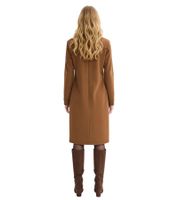 Modernes Damen Midi-Kleid aus bequemem Punto-di-Roma Material mit Polo-Kragen 935304 Braun