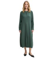 Robe midi drapée verte pour femme, manches longues, idéale pour la mi-saison ou le travail (réf. 976480)