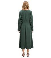 Robe midi drapée verte pour femme, manches longues, idéale pour la mi-saison ou le travail (réf. 976480)