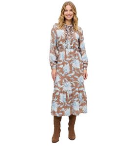 Dreamy Women's Maxi Dress with Ruffles, Plus Sizes 928537 Brown/Blue