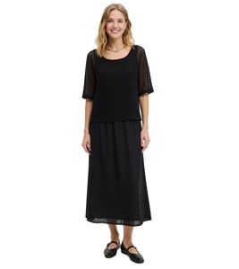 Vestido midi asimétrico para mujer, 2 en 1, con capas, 948371, negro