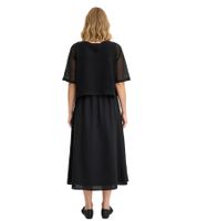 Robe midi asymétrique femme 2 en 1 à volants - Noir 948371