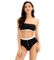 2-Pack Women's Bandeau Bras, Strapless, Organic Cotton, Wire-Free, 947061 Black/Turquoise