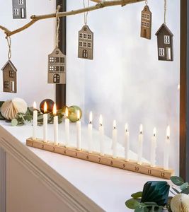 Dekorativer Kerzen-Adventskalender Kerzenhalter für 24 schmale Kerzen Wohn-Dekoration 909601 Beige
