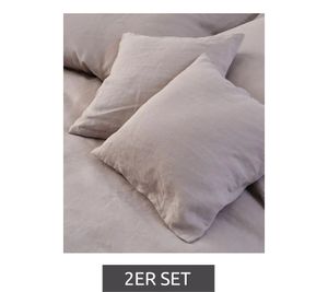 Set di 2 federe in lino, 40x40 cm, arredo casa, 955078 Grigio
