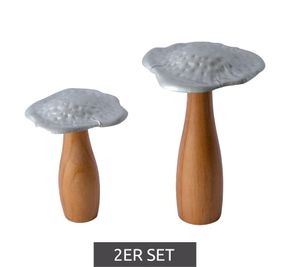 Set di 2 statuette decorative a forma di fungo, decorazione autunnale, arredamento per la casa 907491 Argento/Marrone