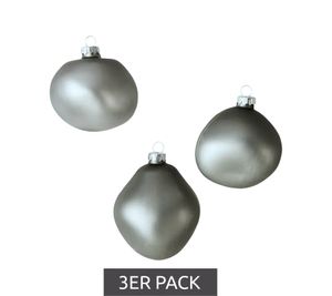 Confezione da 3 palline di Natale in vetro a forma organica, decorazione per la casa, 974216, antracite