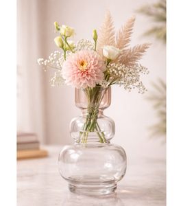 Vaso moderno in vetro con design curvo, decorazione per la casa, vaso decorativo 905585, trasparente