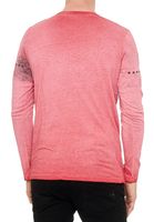 Chemise homme à manches longues, col rond, imprimé, effet délavé, patte de boutonnage, coupe ajustée, référence 10145 Rouge