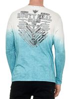 Chemise homme à manches longues tendance, coupe ajustée, col rond, imprimé dégradé sur le devant, effet délavé, référence 10148 Petrol