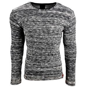 Pull homme moderne en maille texturée, coupe ajustée, col rond, réf. 13268, bleu marine