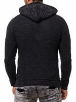 Maglione con cappuccio in maglia da uomo moderno, pullover in maglia grossa, giacca in maglia 13290 antracite