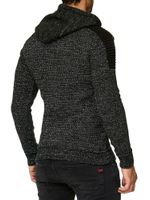 Moderner Herren Strick-Pullover Kapuzen-Sweater Grobstrick-Hoodie Strick-Jacke 13290 Petrol